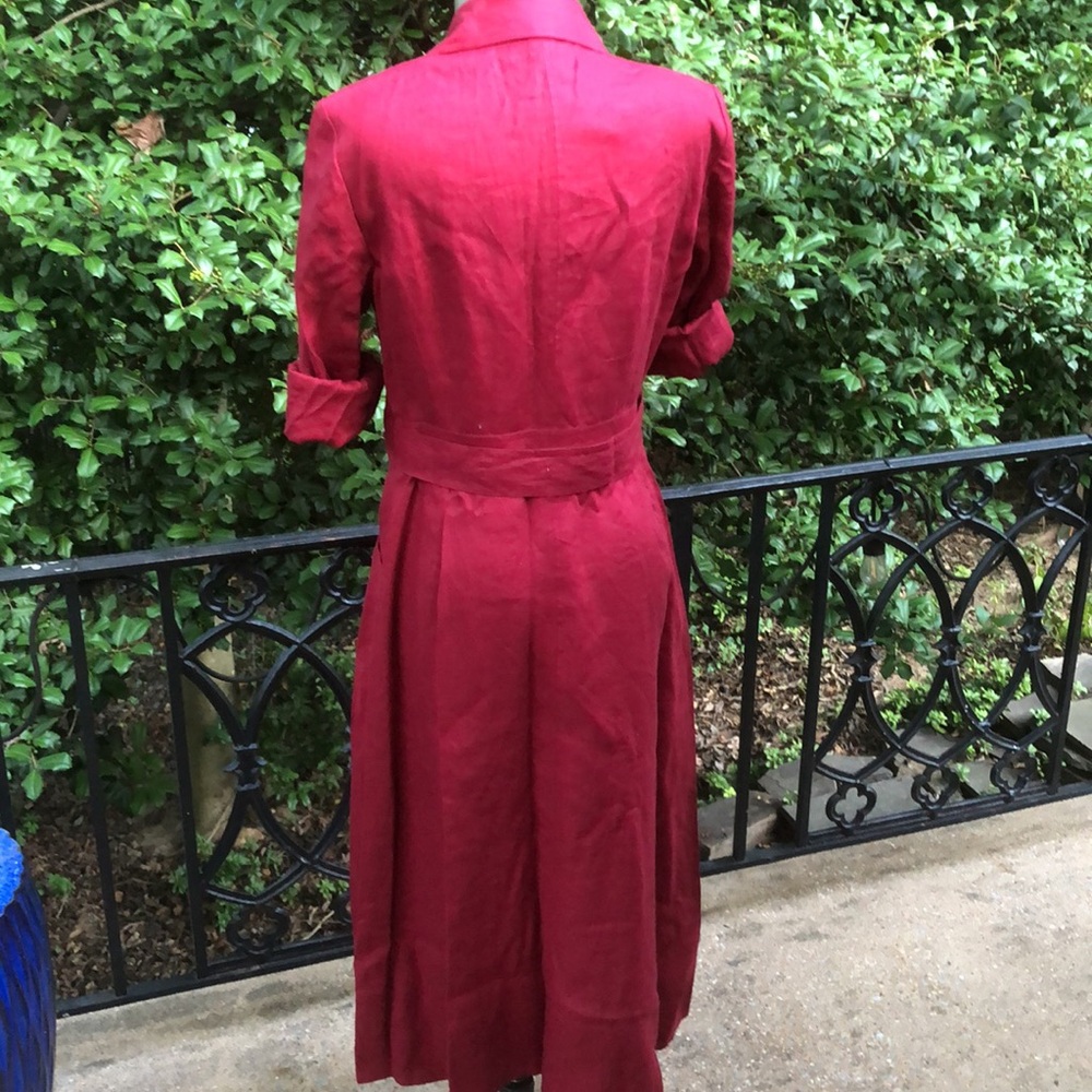 Ellen Tracy burgundy Linen Boho Dress - Picture 6 of 9
